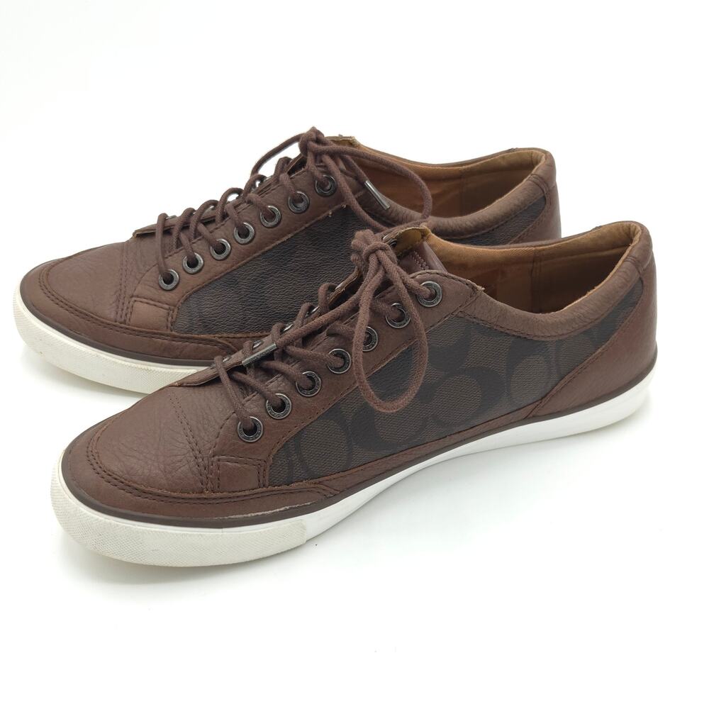 Coach Porter Men's Size 9 Low Top Brown Leather Sneakers - Picture 4 of 9